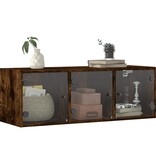 VidaXL Wandkast met glazen deuren 102x37x35 cm gerookt eikenkleurig