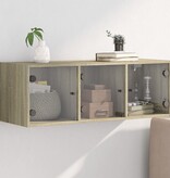 VidaXL Wandkast met glazen deuren 102x37x35 cm sonoma eikenkleurig