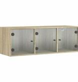 VidaXL Wandkast met glazen deuren 102x37x35 cm sonoma eikenkleurig