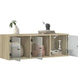 VidaXL Wandkast met glazen deuren 102x37x35 cm sonoma eikenkleurig