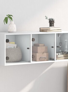 VidaXL Wandkast met glazen deuren 102x37x35 cm wit