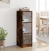VidaXL Hoge kast met glazen deuren 35x37x109 cm gerookt eikenkleurig
