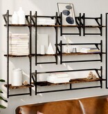 VidaXL 6-delige Wandschappenset met stangen bewerkt hout gerookt eiken