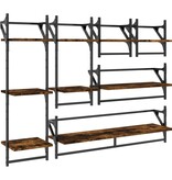 VidaXL 6-delige Wandschappenset met stangen bewerkt hout gerookt eiken