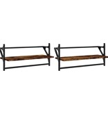 VidaXL Wandschappen met stangen 2 st 65x25x30 cm gerookt eikenkleurig