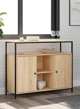 VidaXL Dressoir 100x35x80 cm bewerkt hout sonoma eikenkleurig