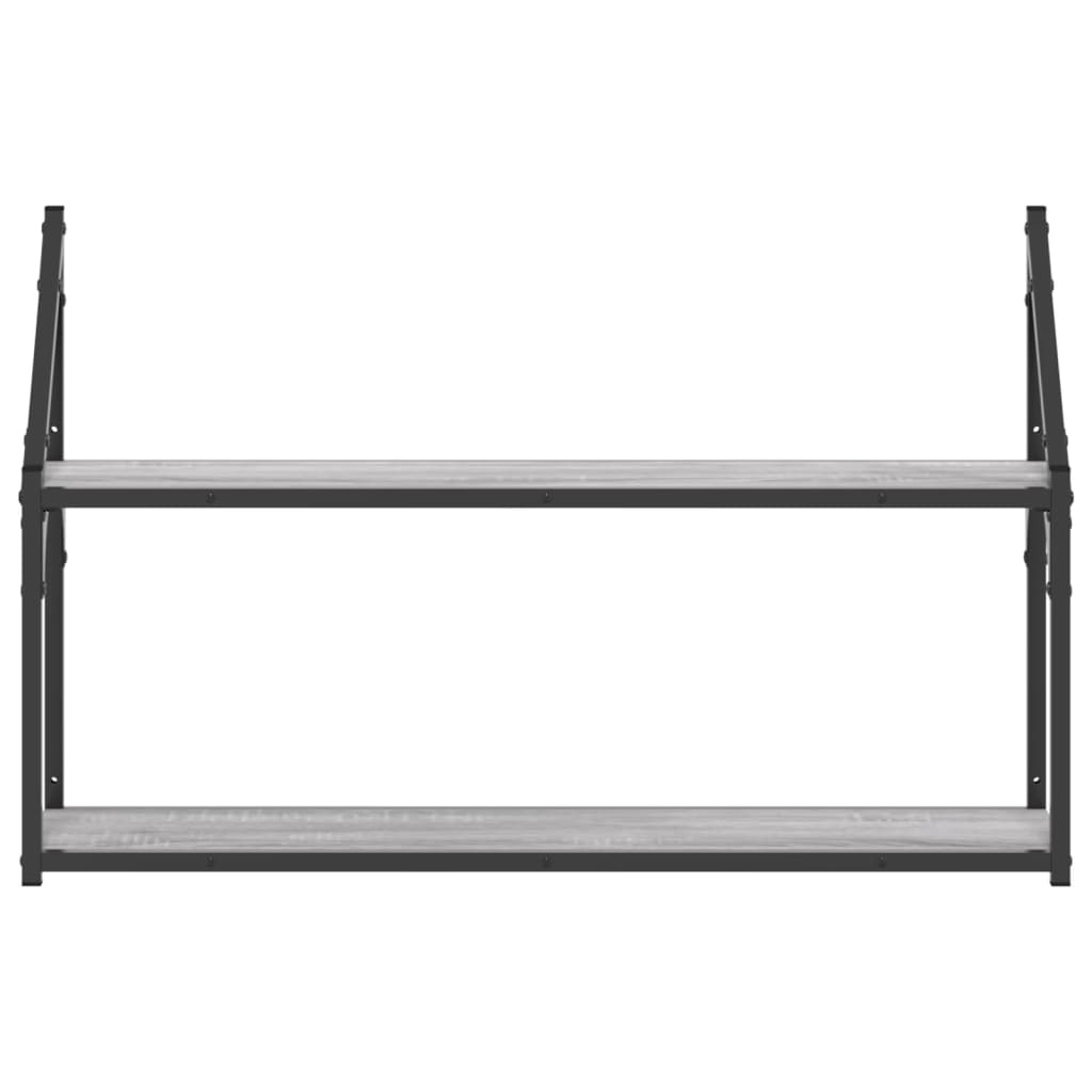 VidaXL Wandrek 2-laags 80x21x51 cm bewerkt hout grijs sonoma eiken