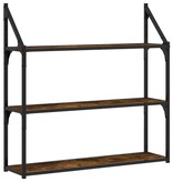 VidaXL Wandrek 3-laags 80x21x78,5 cm bewerkt hout gerookt eikenkleurig