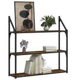 VidaXL Wandrek 3-laags 80x21x78,5 cm bewerkt hout gerookt eikenkleurig