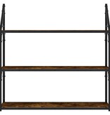 VidaXL Wandrek 3-laags 80x21x78,5 cm bewerkt hout gerookt eikenkleurig