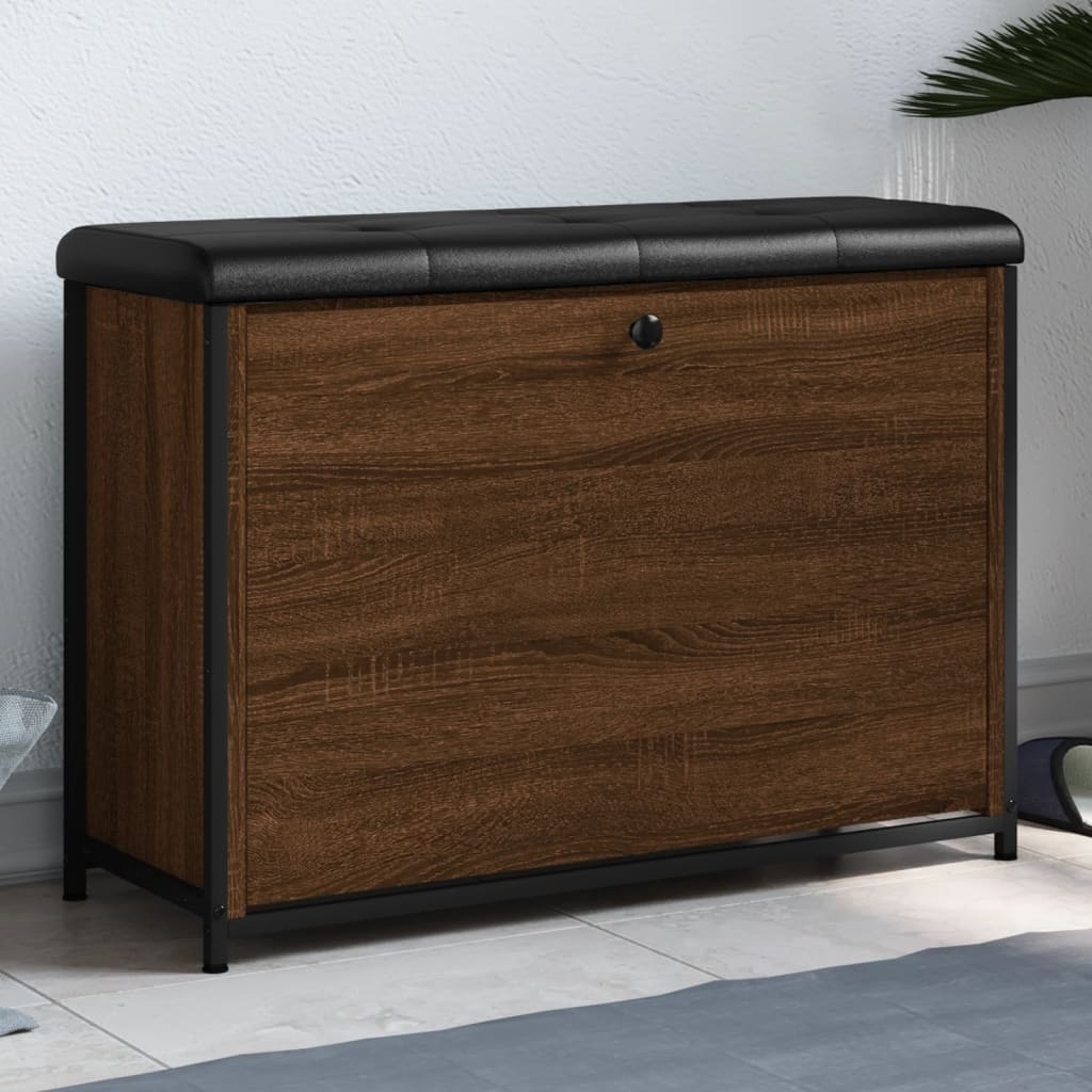 VidaXL Schoenenbankje met klaplade 82x32x56 cm bruin eikenkleur