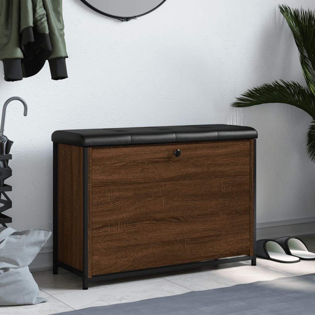 VidaXL Schoenenbankje met klaplade 82x32x56 cm bruin eikenkleur