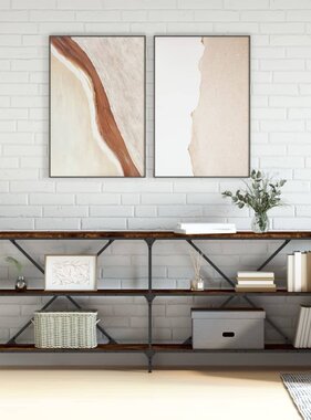 VidaXL Wandtafel 200x30x75 cm bewerkt hout en ijzer gerookt eikenkleur