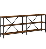 VidaXL Wandtafel 200x30x75 cm bewerkt hout en ijzer gerookt eikenkleur