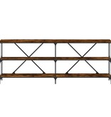 VidaXL Wandtafel 200x30x75 cm bewerkt hout en ijzer gerookt eikenkleur