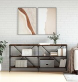 VidaXL Wandtafel 160x30x75 cm bewerkt hout en ijzer gerookt eikenkleur