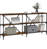 VidaXL Wandtafel 160x30x75 cm bewerkt hout en ijzer gerookt eikenkleur