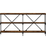 VidaXL Wandtafel 160x30x75 cm bewerkt hout en ijzer gerookt eikenkleur