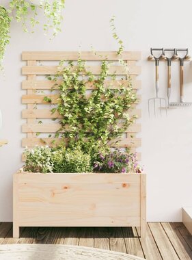 VidaXL Plantenbak met rek 79x39,5x114 cm massief grenenhout