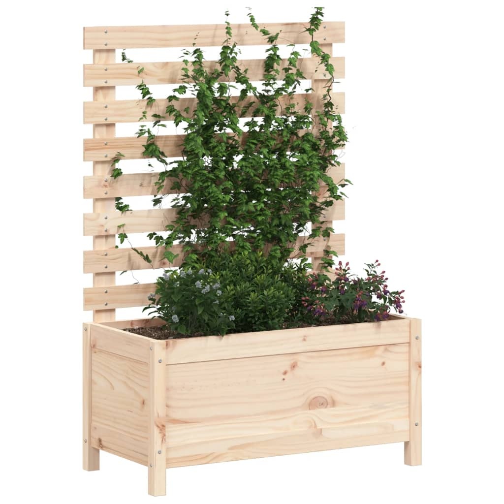 VidaXL Plantenbak met rek 79x39,5x114 cm massief grenenhout