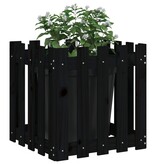 VidaXL Plantenbak met hekontwerp 50x50x50 cm massief grenenhout zwart