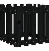 VidaXL Plantenbak met hekontwerp 50x50x50 cm massief grenenhout zwart