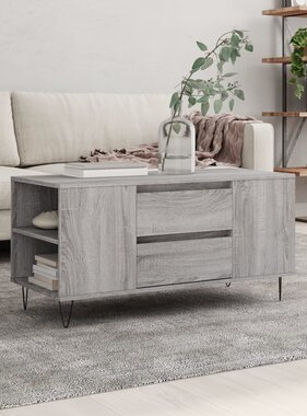 VidaXL Salontafel 102x44,5x50 cm bewerkt hout grijs sonoma eikenkleur