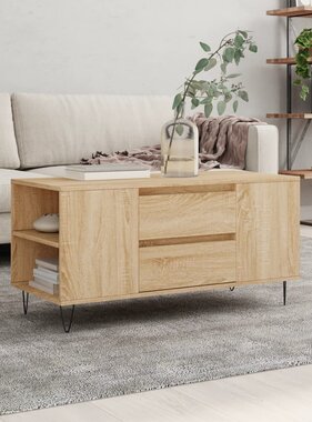 VidaXL Salontafel 102x44,5x50 cm bewerkt hout sonoma eikenkleurig