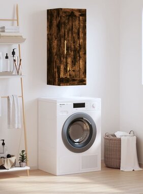 VidaXL Wandkast 34,5x34x90 cm bewerkt hout gerookt eikenkleurig
