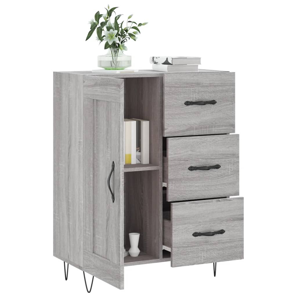 VidaXL Dressoir 69,5x34x90 cm bewerkt hout grijs sonoma eikenkleurig