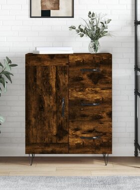 VidaXL Dressoir 69,5x34x90 cm bewerkt hout gerookt eikenkleurig