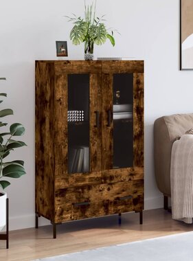 VidaXL Hoge kast 69,5x31x115 cm bewerkt hout gerookt eikenkleurig