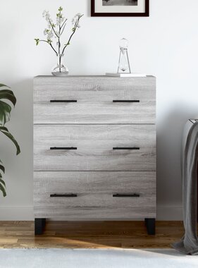 VidaXL Dressoir 69,5x34x90 cm bewerkt hout grijs sonoma eikenkleurig