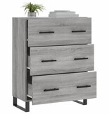 VidaXL Dressoir 69,5x34x90 cm bewerkt hout grijs sonoma eikenkleurig