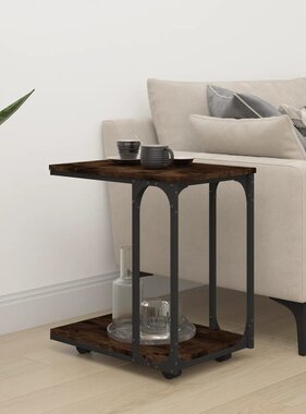 VidaXL Bijzettafel met wieltjes 50x35x55,5 cm hout gerookt eikenkleur