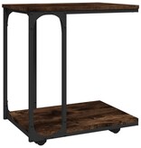 VidaXL Bijzettafel met wieltjes 50x35x55,5 cm hout gerookt eikenkleur