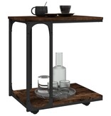 VidaXL Bijzettafel met wieltjes 50x35x55,5 cm hout gerookt eikenkleur