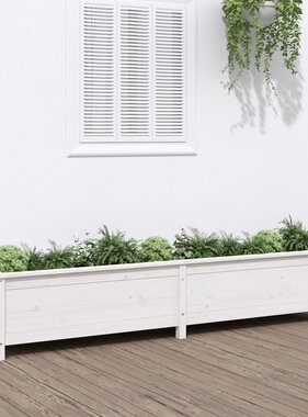VidaXL Plantenbak verhoogd 199,5x40x39 cm massief grenenhout wit