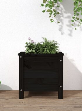 VidaXL Plantenbak 40x40x39 cm massief grenenhout zwart