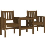 VidaXL Tuinbank met tafel 2-zits massief grenenhout honingbruin