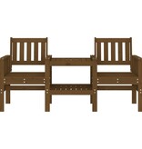 VidaXL Tuinbank met tafel 2-zits massief grenenhout honingbruin