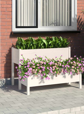 VidaXL Plantenbak 110x84x75 cm massief grenenhout wit