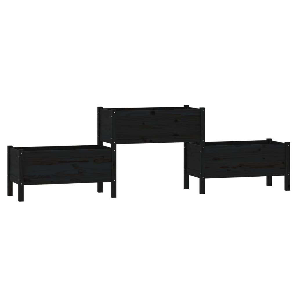 VidaXL Plantenbak 245,5x44x75 cm massief grenenhout zwart