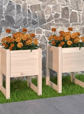 VidaXL Plantenbakken 2 st 40x40x52,5 cm massief grenenhout