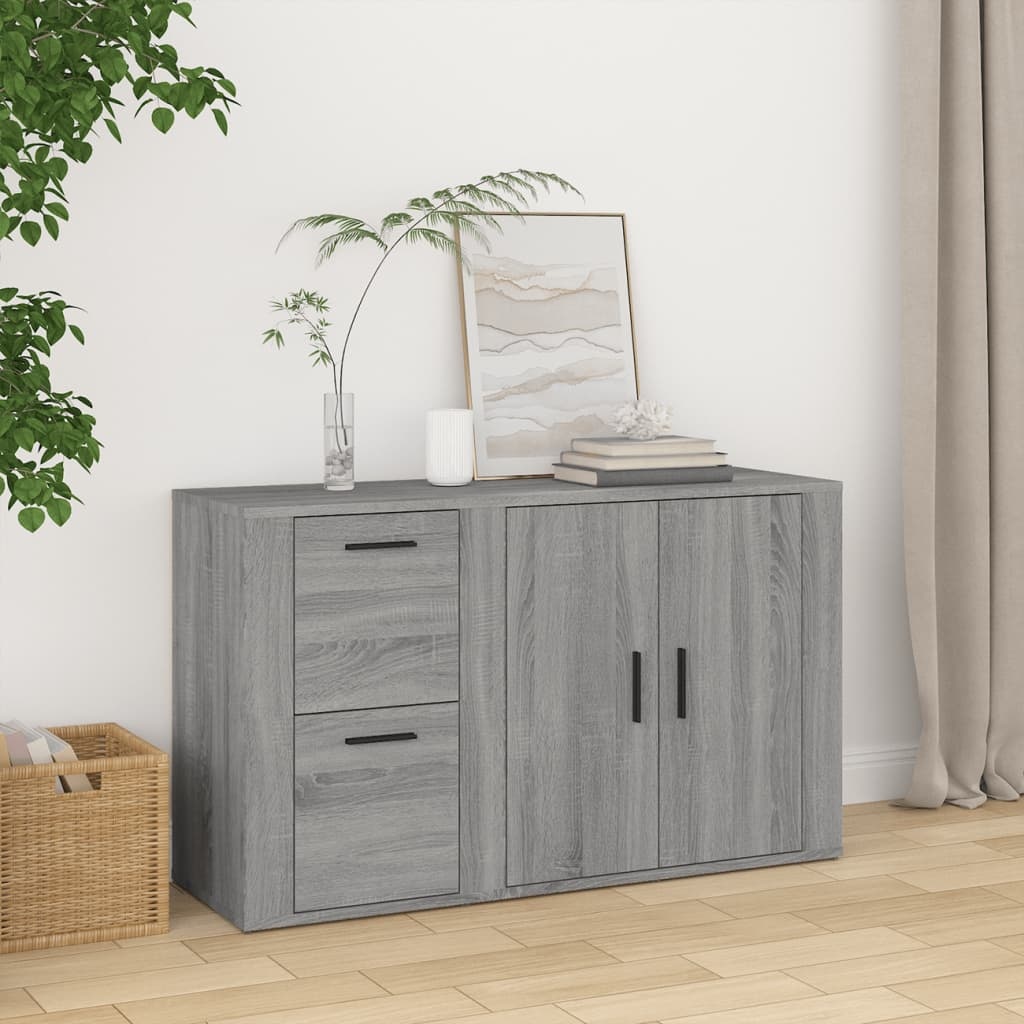 VidaXL Dressoir 100x33x59,5 cm bewerkt hout grijs sonoma eikenkleurig