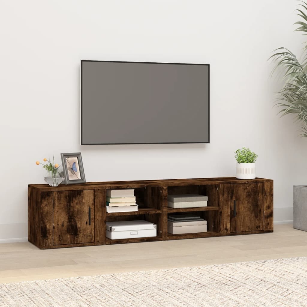 VidaXL Tv-meubels 2 st 80x31,5x36 cm bewerkt hout gerookt eikenkleurig