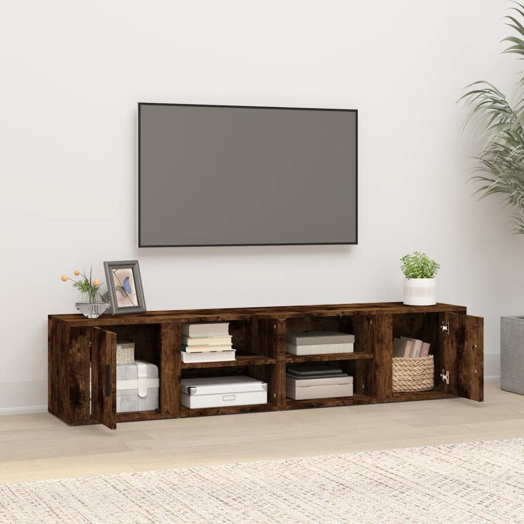 VidaXL Tv-meubels 2 st 80x31,5x36 cm bewerkt hout gerookt eikenkleurig
