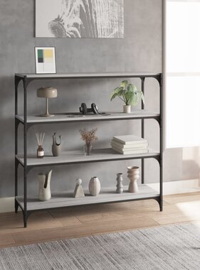 VidaXL Boekenkast 100x33x100 cm hout en staal grijs sonoma eikenkleur