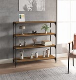 VidaXL Boekenkast 100x33x100 cm bewerkt hout en staal gerookt eiken