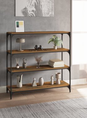 VidaXL Boekenkast 100x33x100 cm bewerkt hout en staal gerookt eiken
